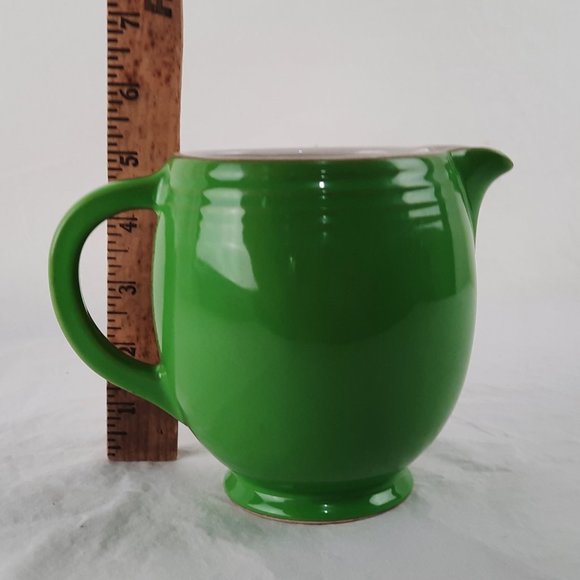 SOLD Vintage Green Hall Glazed Creamer Pitcher - 5" tall - Picture 4 of 6